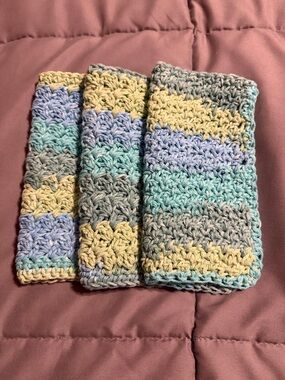 Handmade Crochet Dishcloths - Pastel Stripe Set